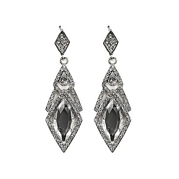 FASHIONABLE TEAR DROP W/ GLASS STONE EARRING SLCER4003