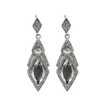 FASHIONABLE TEAR DROP W/ GLASS STONE EARRING SLCER4003