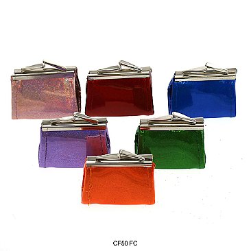 Pack of 12 Mini Coin Purses Shiny Shadow Design