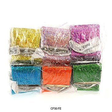 Pack of 12 Mini Coin Purses Shiny and Glitters