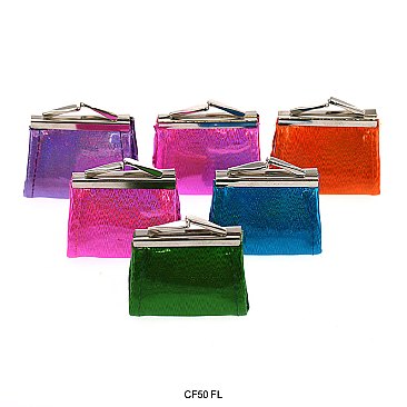 Pack of 12 Mini Coin Purses Shiny