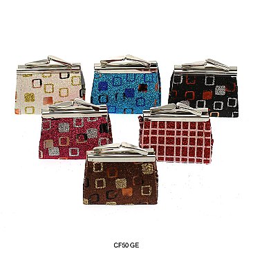 Pack of 12 Mini Coin Purses with Small Square Design