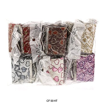 Pack of 12 Mini Coin Purses with Glittery Heart Design