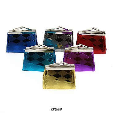 Pack of 12 Mini Coin Purses with Glossy Diamond Design