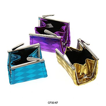 Pack of 12 Mini Coin Purses with Glossy Diamond Design