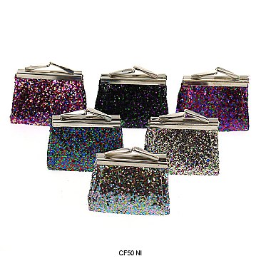 Pack of 12 Mini Coin Purses with Glitters