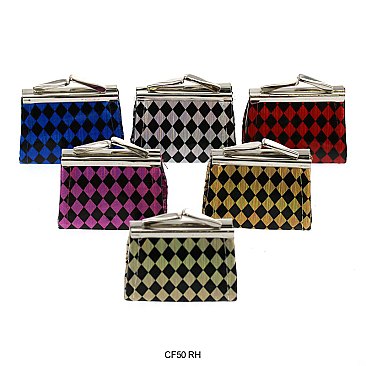 Pack of 12 Mini Coin Purses with Diamond Design