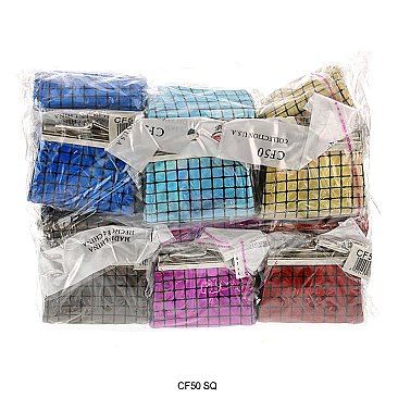 Pack of 12 Mini Coin Purses with Square Design