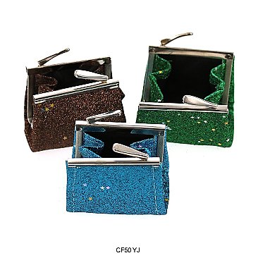 Pack of 12 Coin Purses with Glittery Stars Design