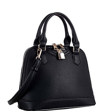 2-Way Padlock Accent Medium Dome Satchel Mini Bag