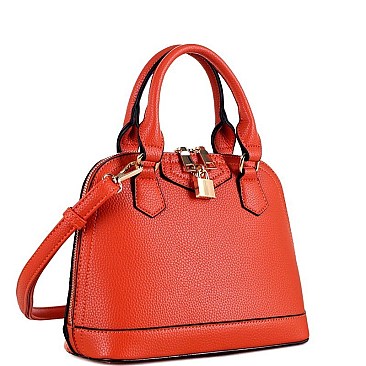 2-Way Padlock Accent Medium Dome Satchel Mini Bag