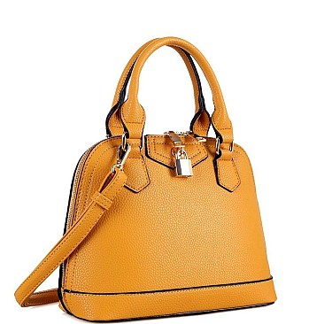 2-Way Padlock Accent Medium Dome Satchel Mini Bag