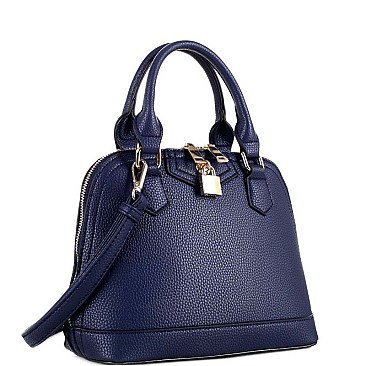 2-Way Padlock Accent Medium Dome Satchel Mini Bag