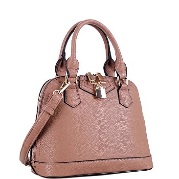 2-Way Padlock Accent Medium Dome Satchel Mini Bag