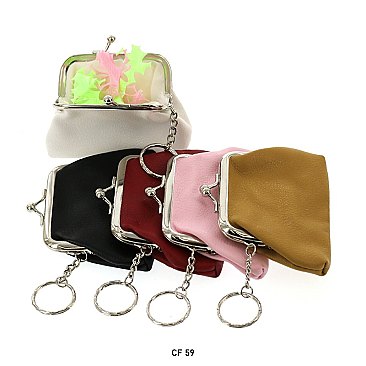 Pack of 12 Mini Coin Purses Plain Leather Look