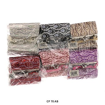 Pack of 12 Regular Coin Purses with Glittery Curve Design