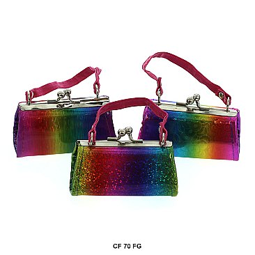 Pack of 12 Regular Coin Purses Rainbow Design