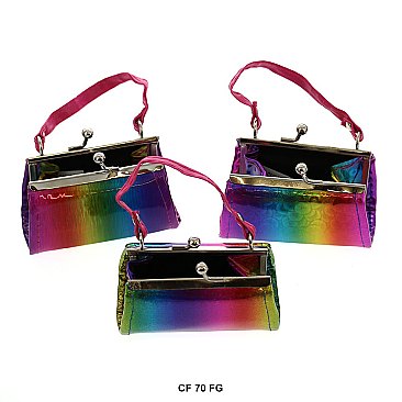 Pack of 12 Regular Coin Purses Rainbow Design