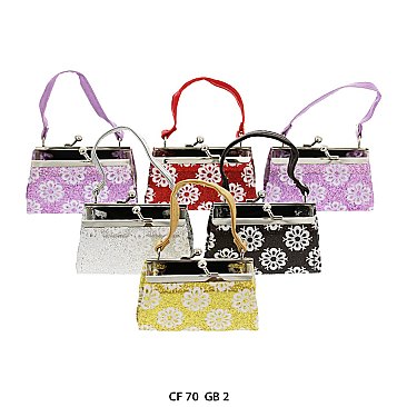 Pack of 12 Regular Coin Purses with Floral Design