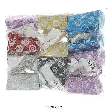 Pack of 12 Regular Coin Purses with Floral Design