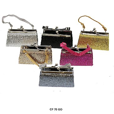 Pack of 12 Regular Coin Purses in Glittery Design