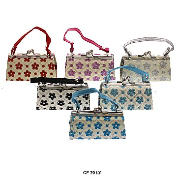 Pack of 12 Regular Coin Purses with Floral Design