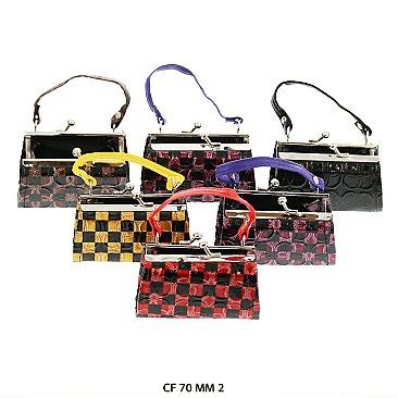 Pack of 12 Regular Coin Purses with Checkered Design