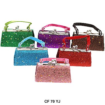 Pack of 12 Regular Coin Purses with Glittery Stars Design