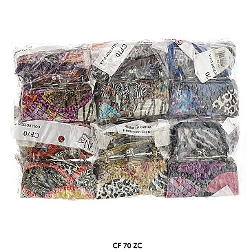 Pack of 12 Regular Coin Purses with Animal Print Design