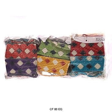 Pack of 12 Large Coin Purses  in Diamond Design