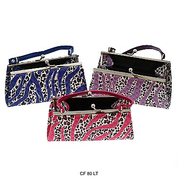Pack of 12 Large Coin Purses in Leopard Design