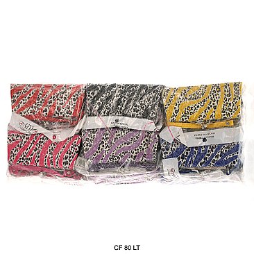Pack of 12 Large Coin Purses in Leopard Design