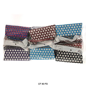 Pack of 12 Large Coin Purses  in Polka dots Design