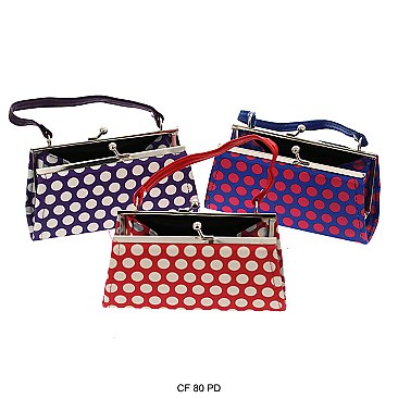 Pack of 12 Large Coin Purses  in Polka dots Design