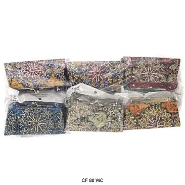 Pack of 12 Large Coin Purses Floral Design