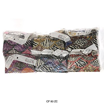 Pack of 12 Large Coin Purses  in Animal Skin Colored Design
