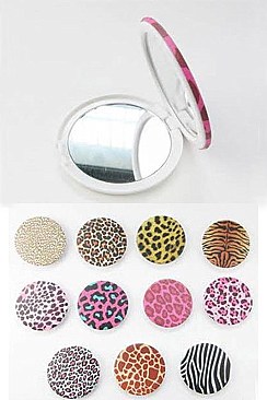 Pack of (12 pieces) COMPACT MIRRORS TRENDY ANIMAL PRINTS FM-CG6393