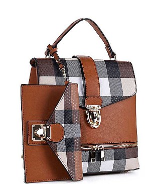 CHECK TWO TONE BACKPACK 2PC SET