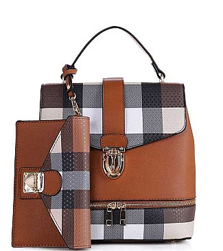 CHECK TWO TONE BACKPACK 2PC SET