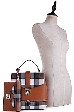 CHECK TWO TONE BACKPACK 2PC SET