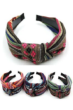 Pack of 12 Assorted Color TRIBAL Print Headband