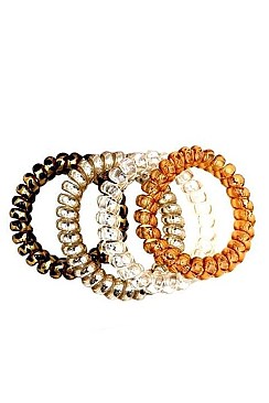 Pack of 12 Charming 4pc Phone Cord Hair Tie Set