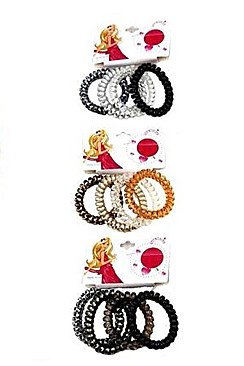 Pack of 12 Charming 4pc Phone Cord Hair Tie Set
