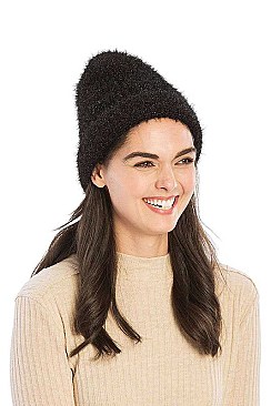 SOLID COLOR TEXTURED BEANIE