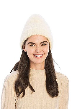SOLID COLOR TEXTURED BEANIE