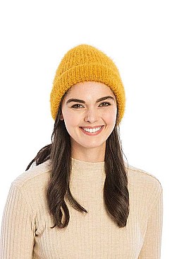 SOLID COLOR TEXTURED BEANIE