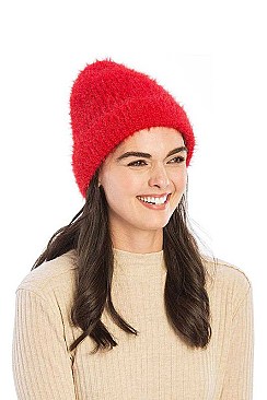 SOLID COLOR TEXTURED BEANIE