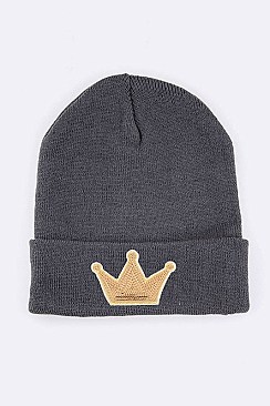 Trendy Sequin Crown Iconic Patch Beanie LA-MKH3514A