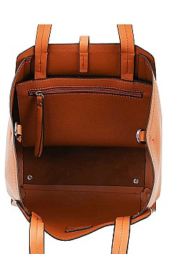 2 IN 1SATCHEL WITH LEOPARD PRINT INSIDE BAG