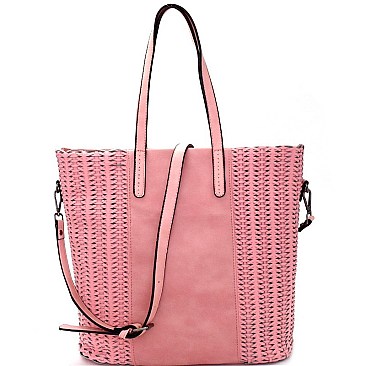 Fashionable Woven Detail Rustic 2 Way Tall Tote MH-CJF046